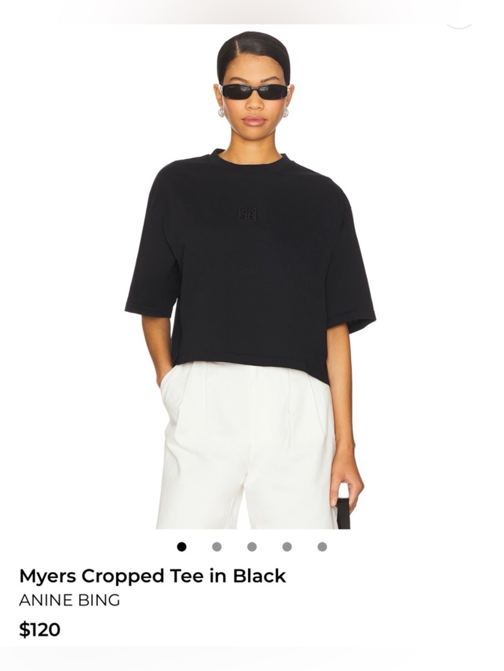 Anine Bing Cropped Boxy Tee — Black